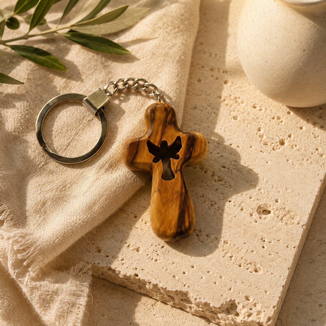Cross Keychain 6cm with Angel