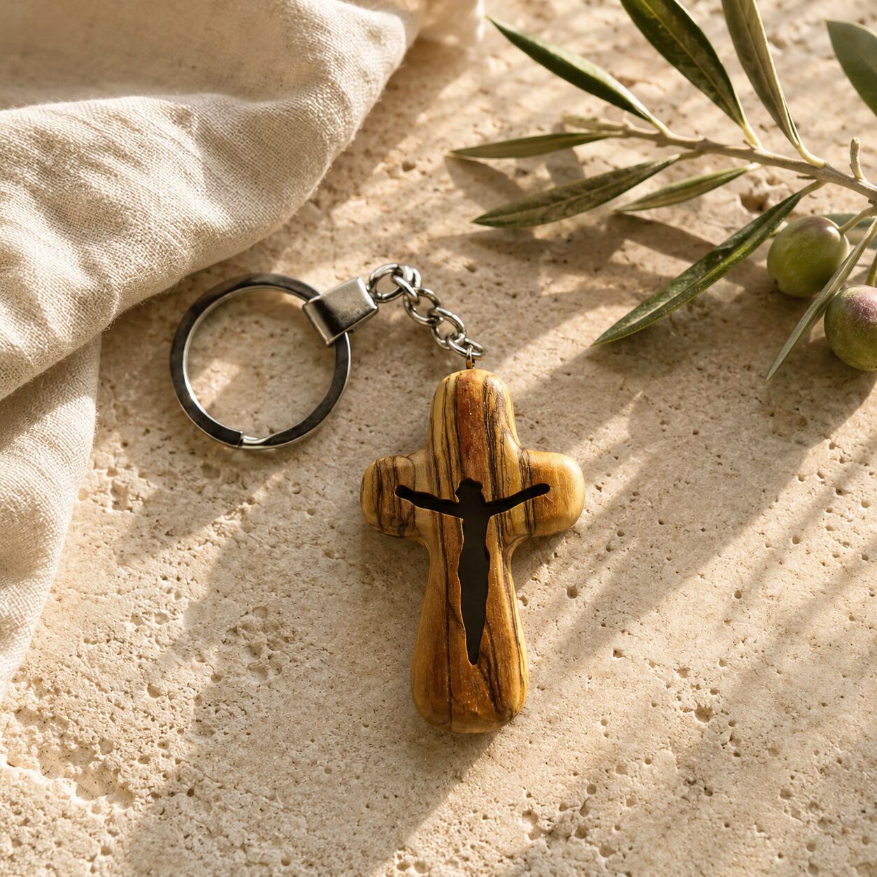 Cross Keychain 6cm — Jesus Risen